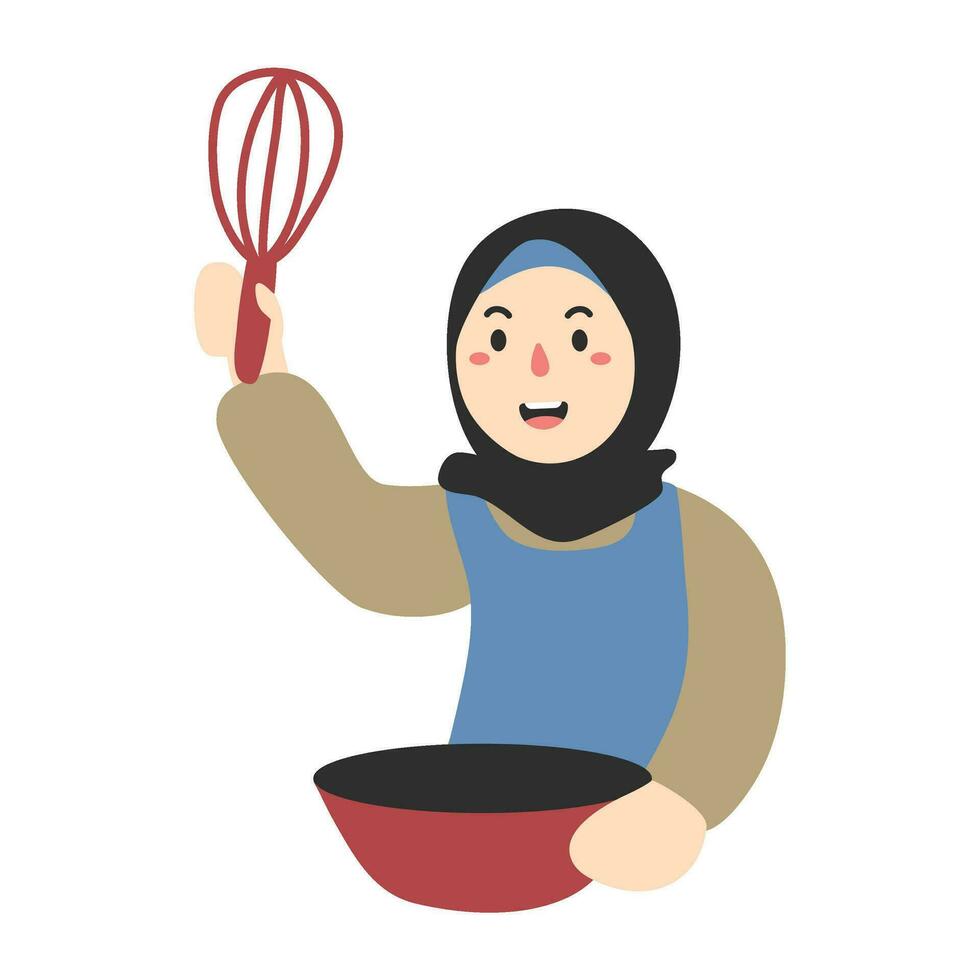 housewife in the kitchen at home vector