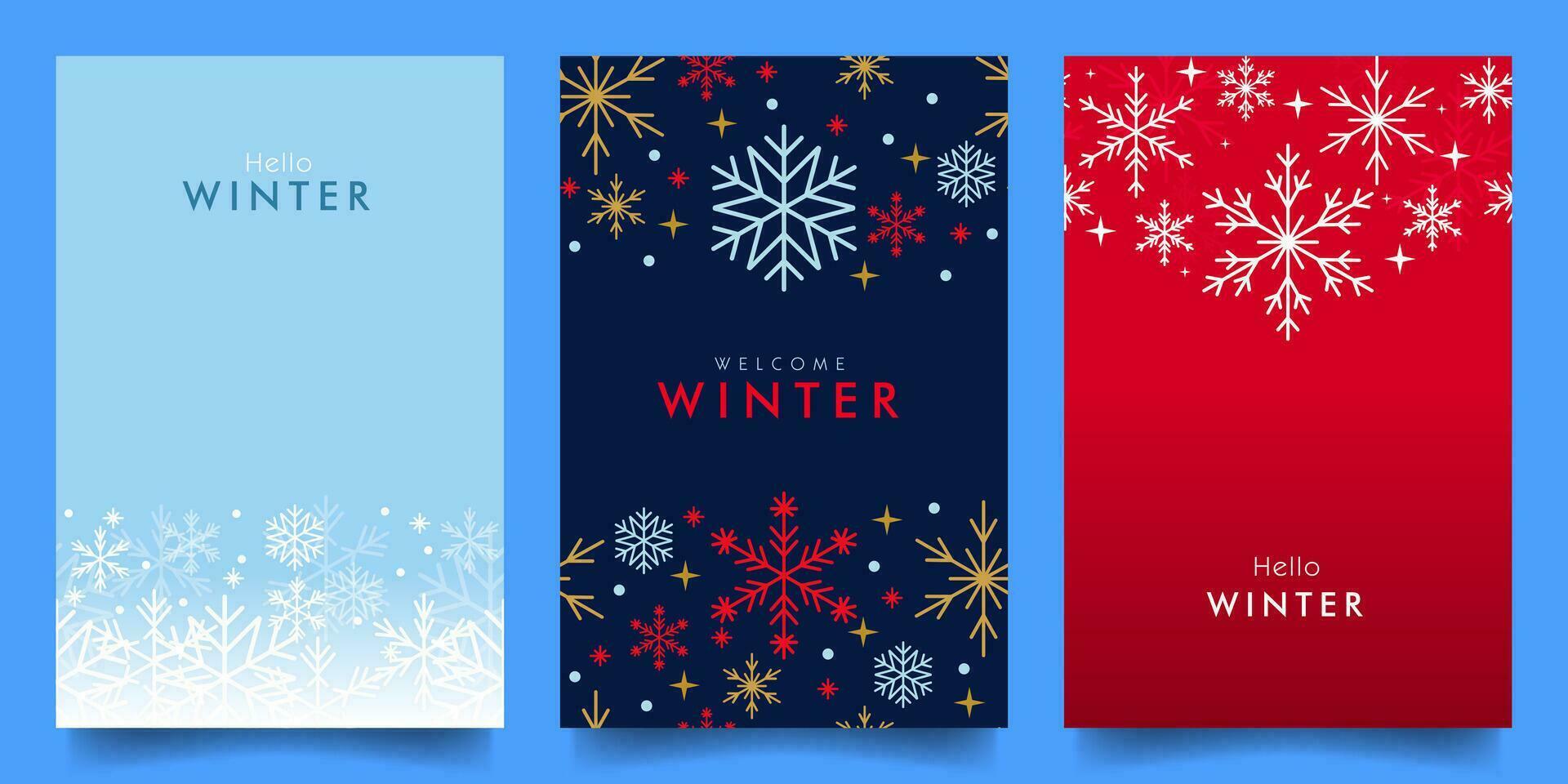 simple winter snowflake vector seamless pattern design illustration background set. for banner, poster, social media, promotion