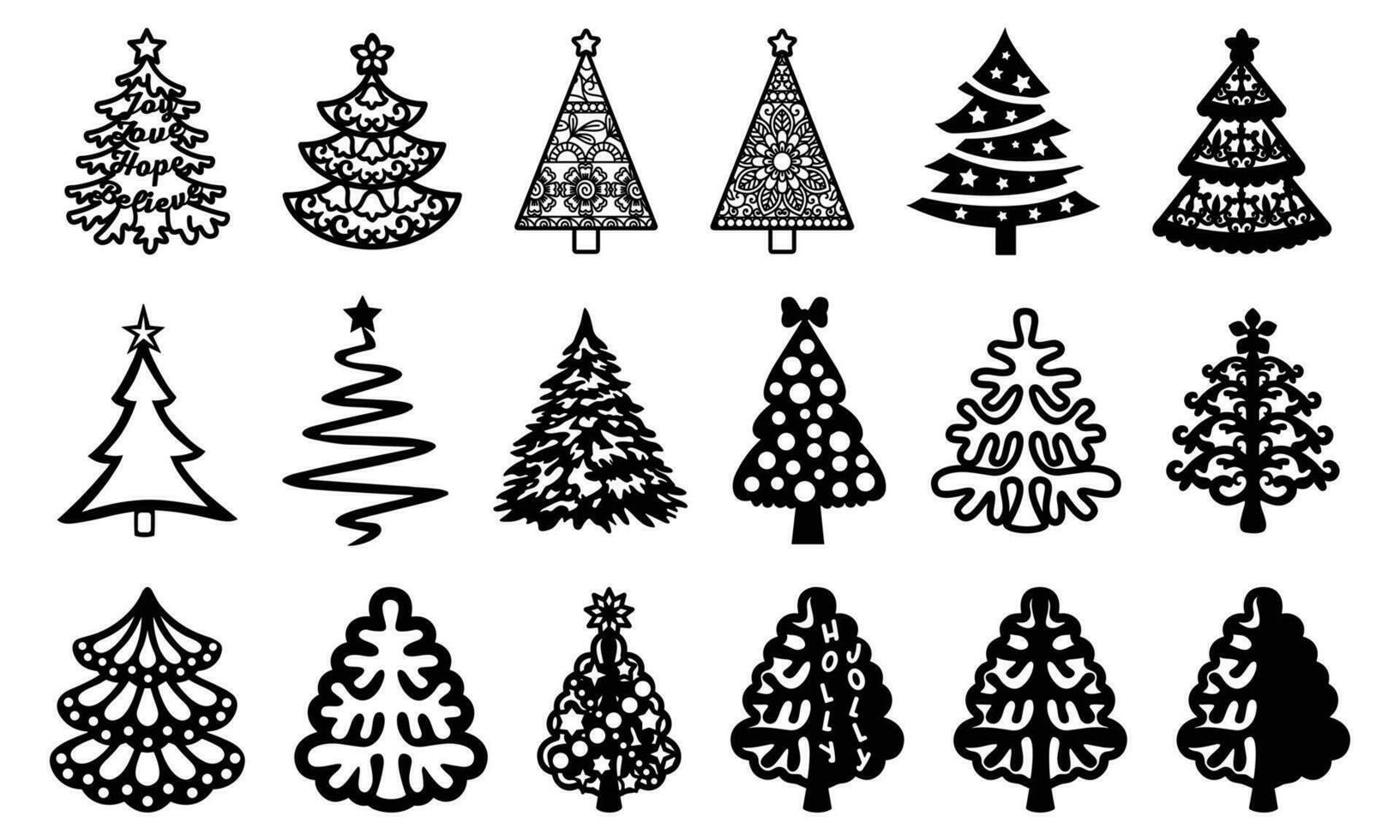 Navidad arboles silueta vector, gráficos vector