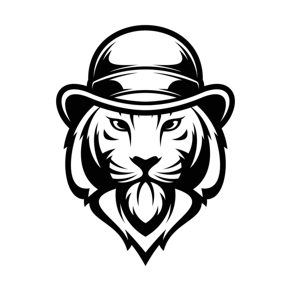 Tiger Bow Hat Outline vector