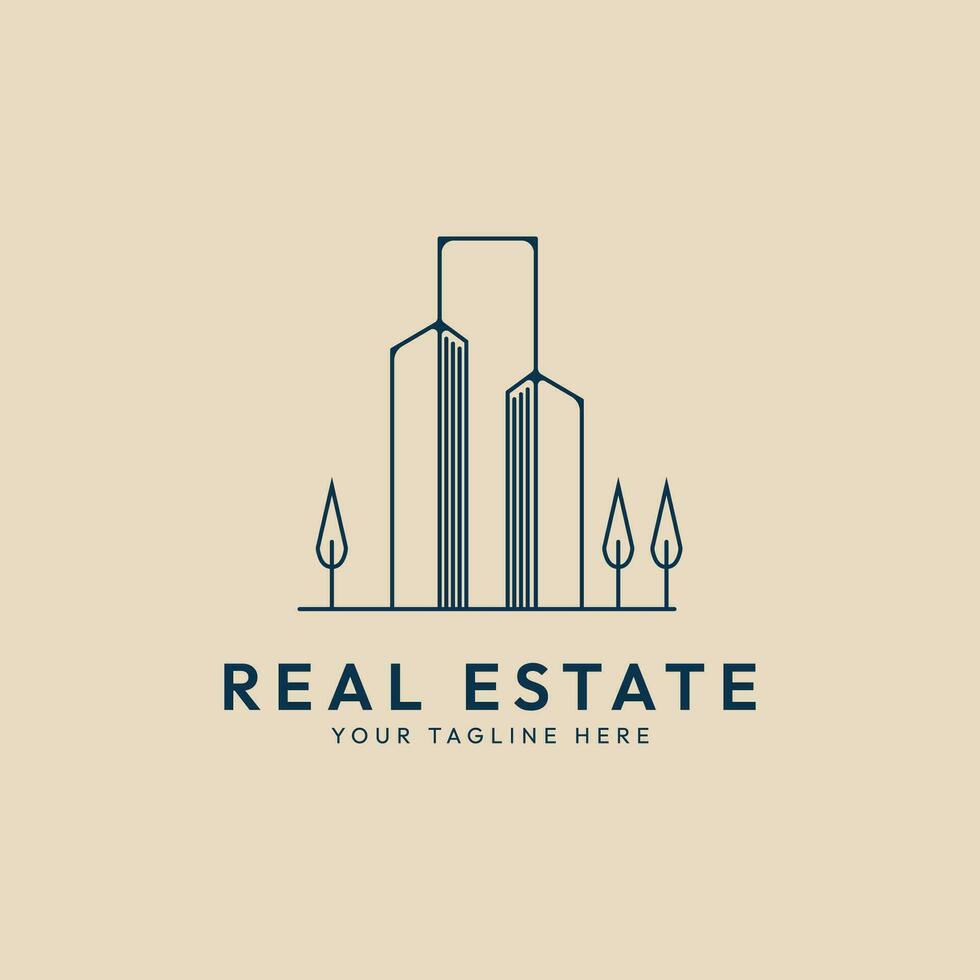 real estate line art logo minimalist building design  template vector illustration design