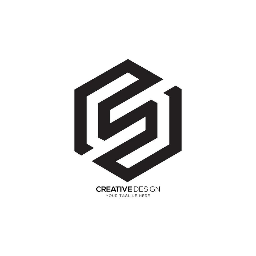 Letter Cs modern hexagon creative line art abstract polygon monogram logo vector