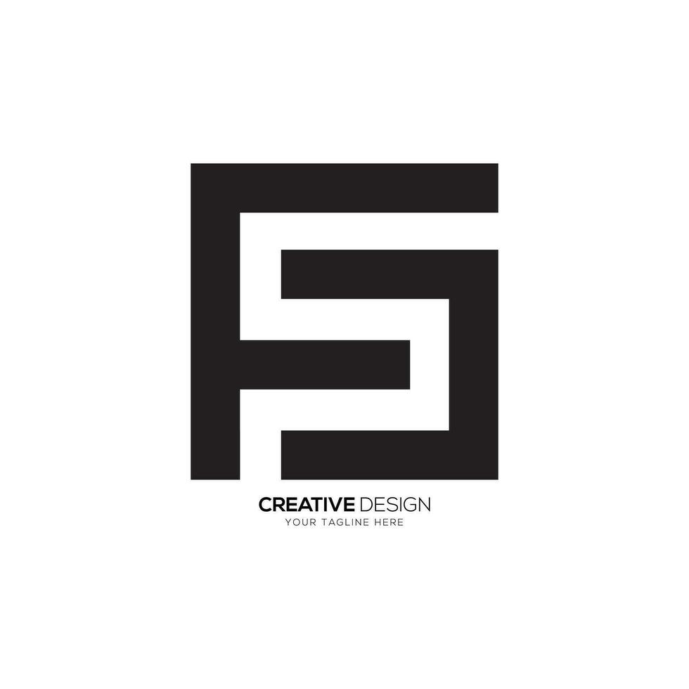 Letter Fs rectangle shape negative space modern unique monogram logo idea vector