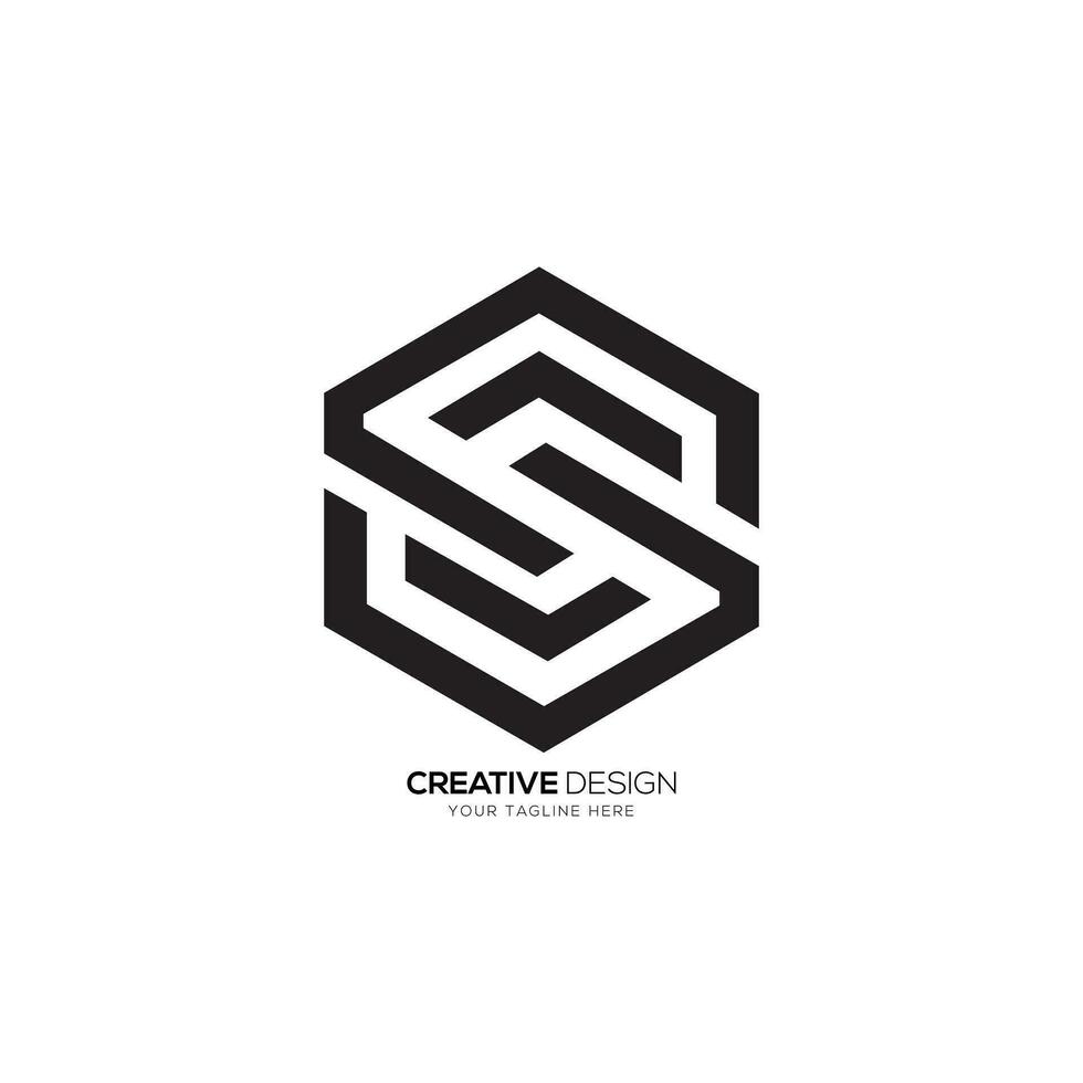 Letter Ss hexagon shapes alphabet modern elegant monogram abstract logo design vector