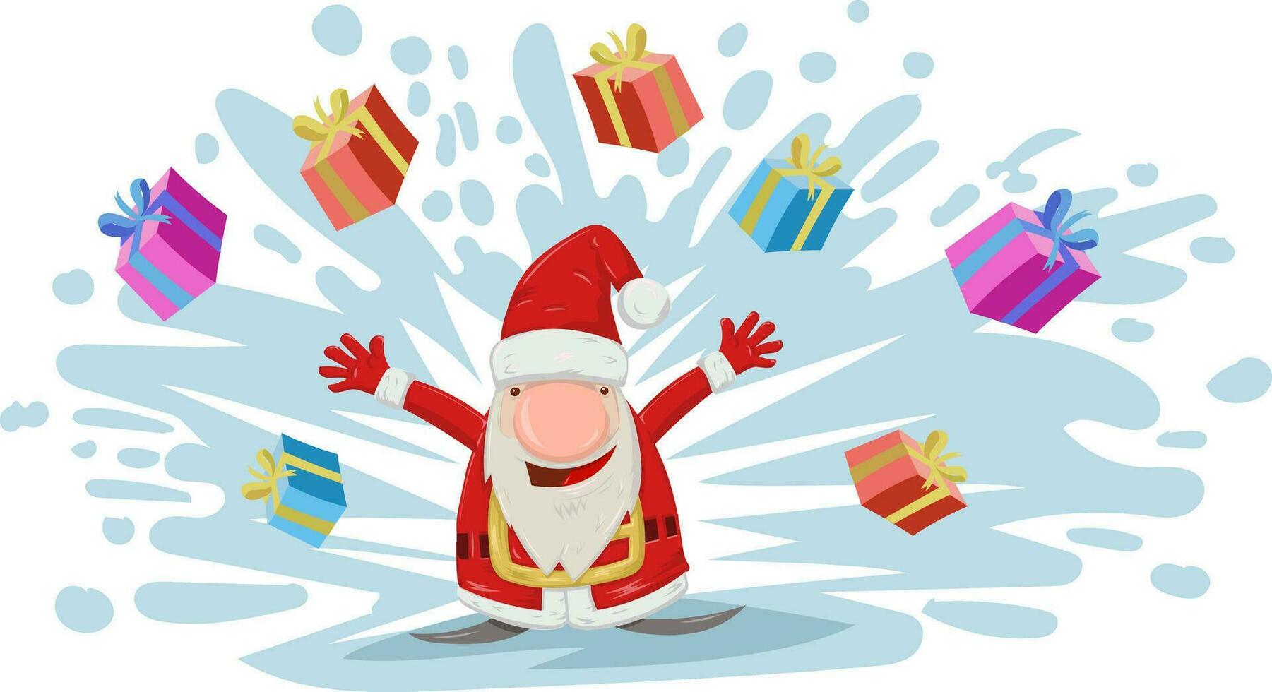 santa claus  cartoon with explosion of gifts. vector illustration