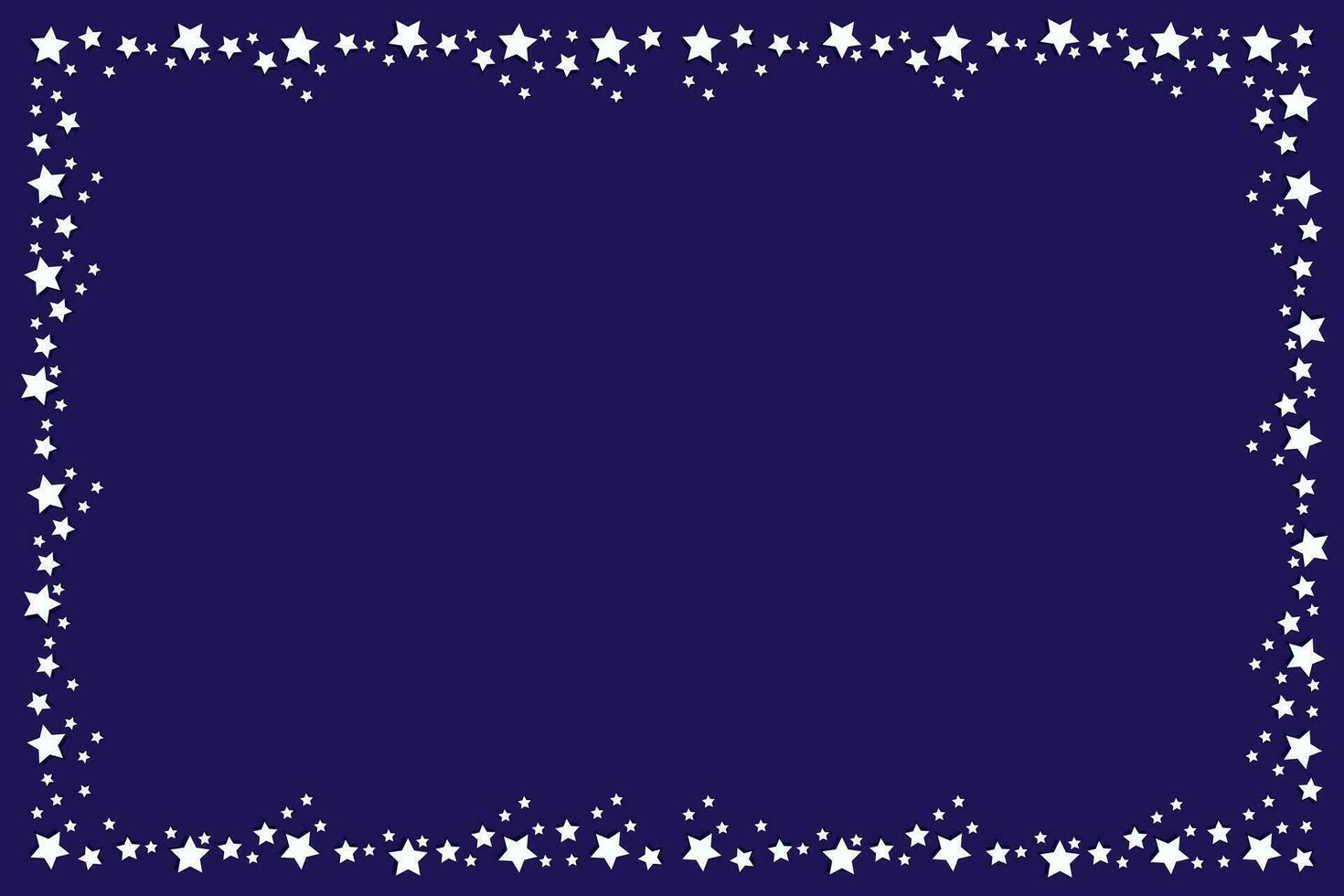 Vector festive dark blue background - Vector rectangular Christmas dark blue background - banner with a frame of white small volumetric stars with space for text