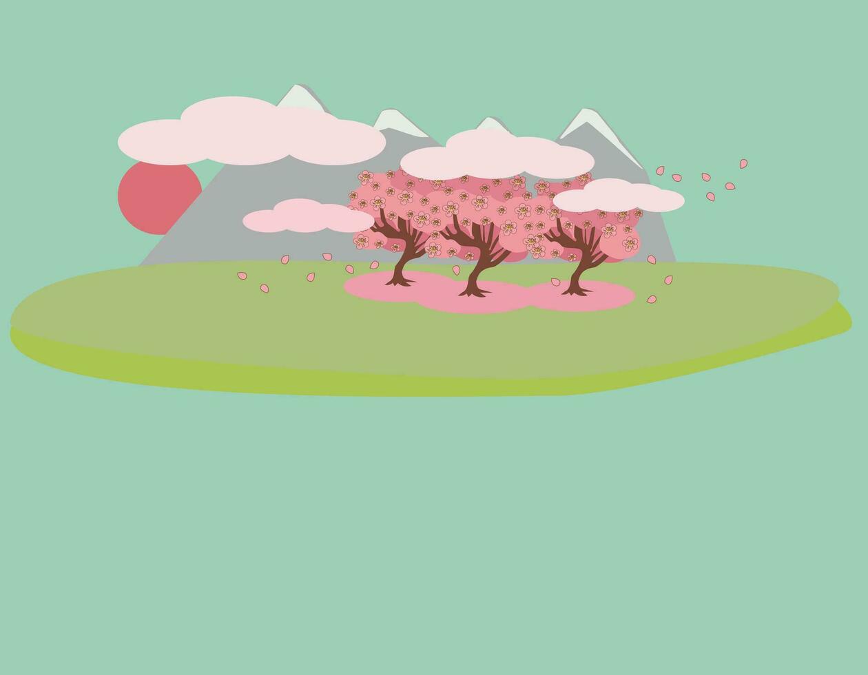 background Island with blooming sakura trees vector