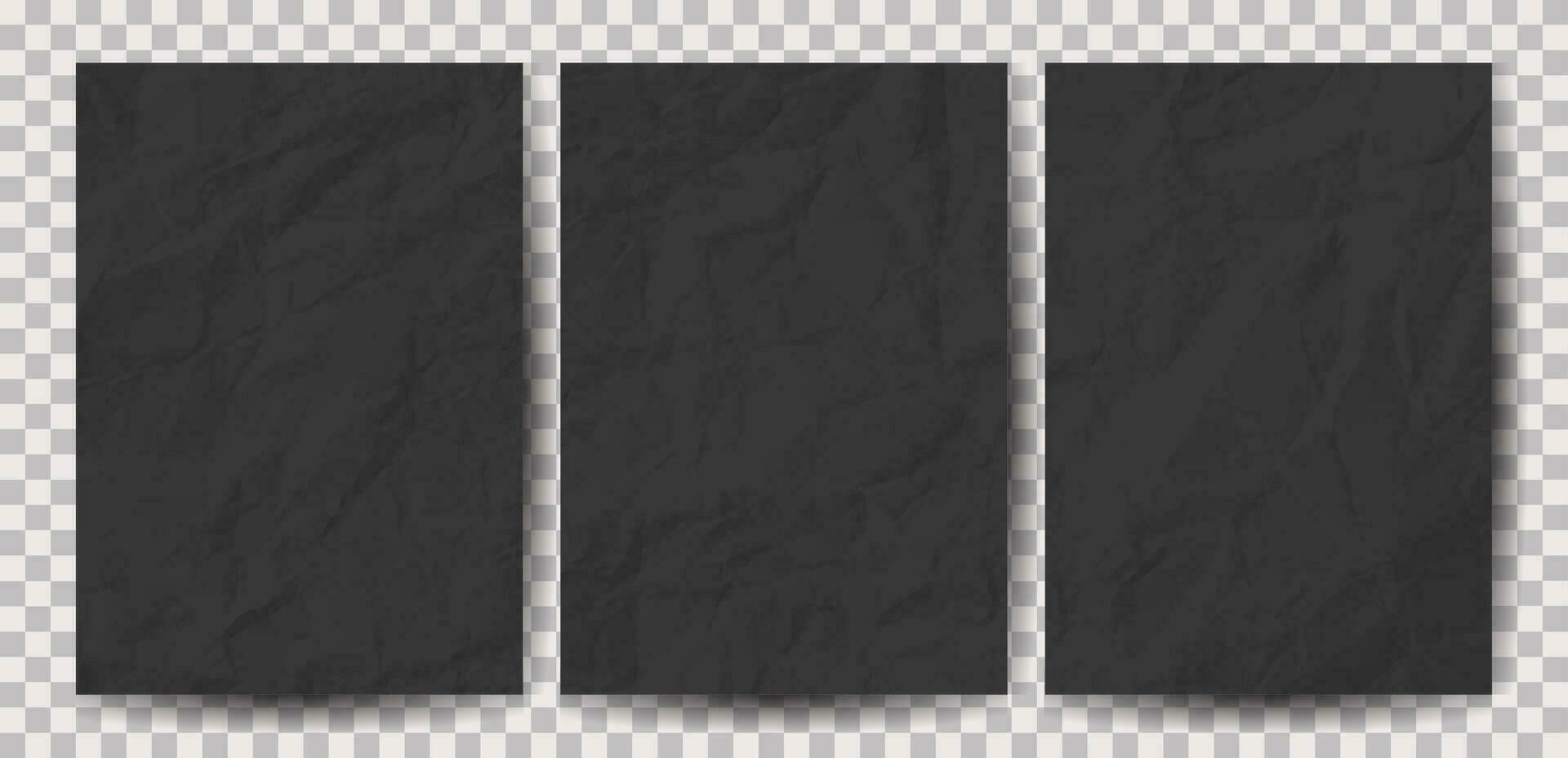 Set of A4 pages crumpled paper vector