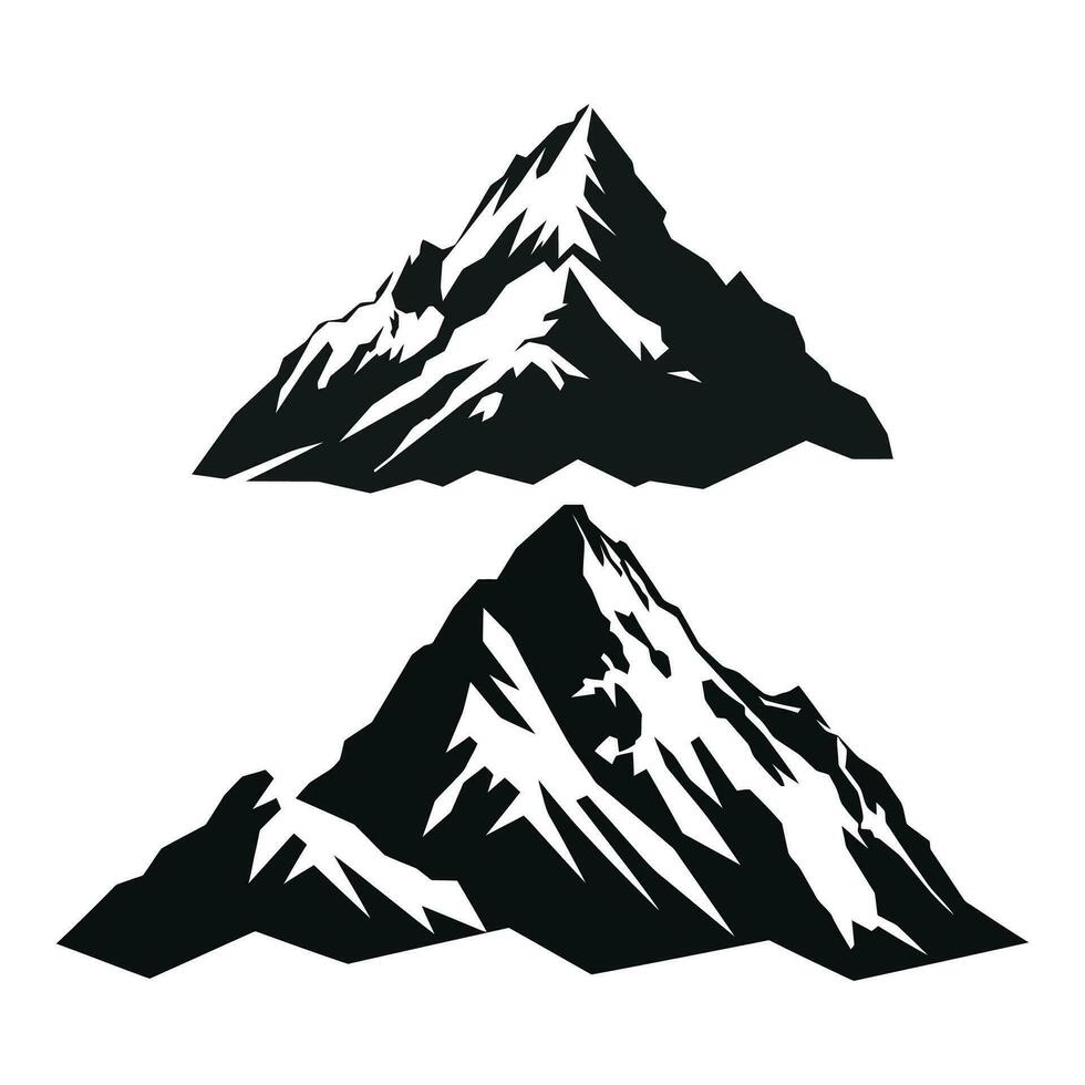 mountain icons vector and mountain silhouette collections set isolated on white background