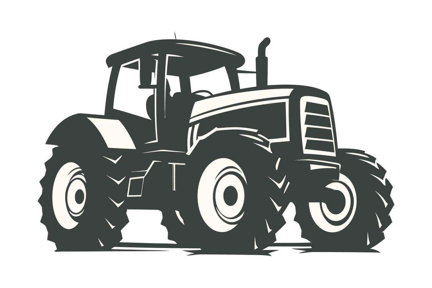 silueta de un tractor ilustración vector con negro antiguo tractor en blanco antecedentes