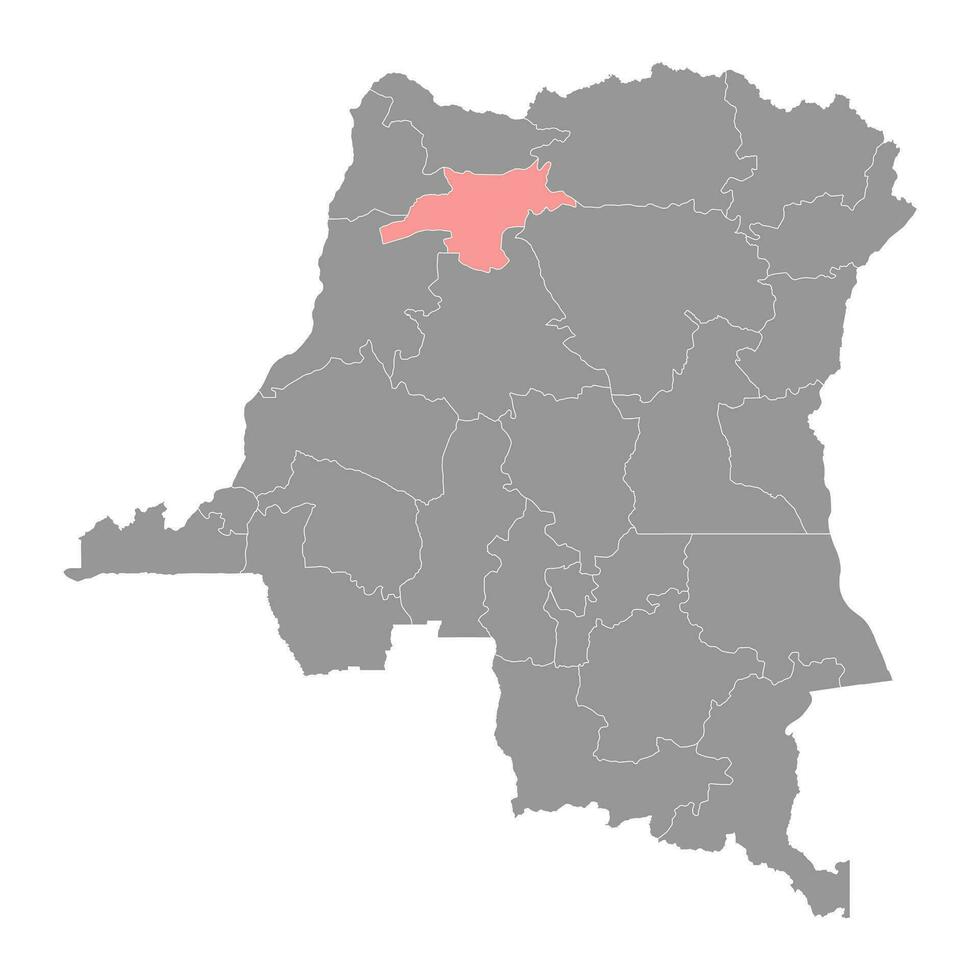 Mongala provincia mapa, administrativo división de democrático república de el congo vector ilustración.