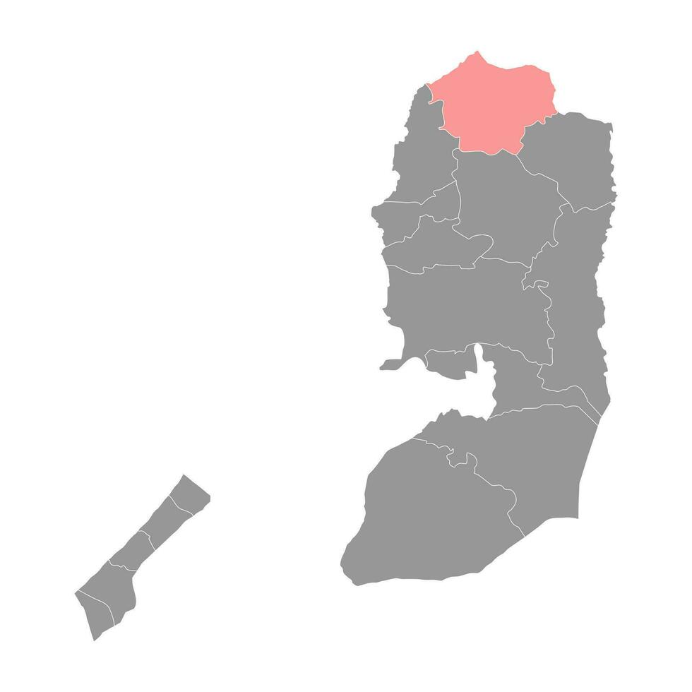 Jenin Governorate map, administrative division of Palestine. Vector illustration.