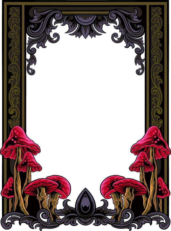 Floral Frame with Ornament carved vector