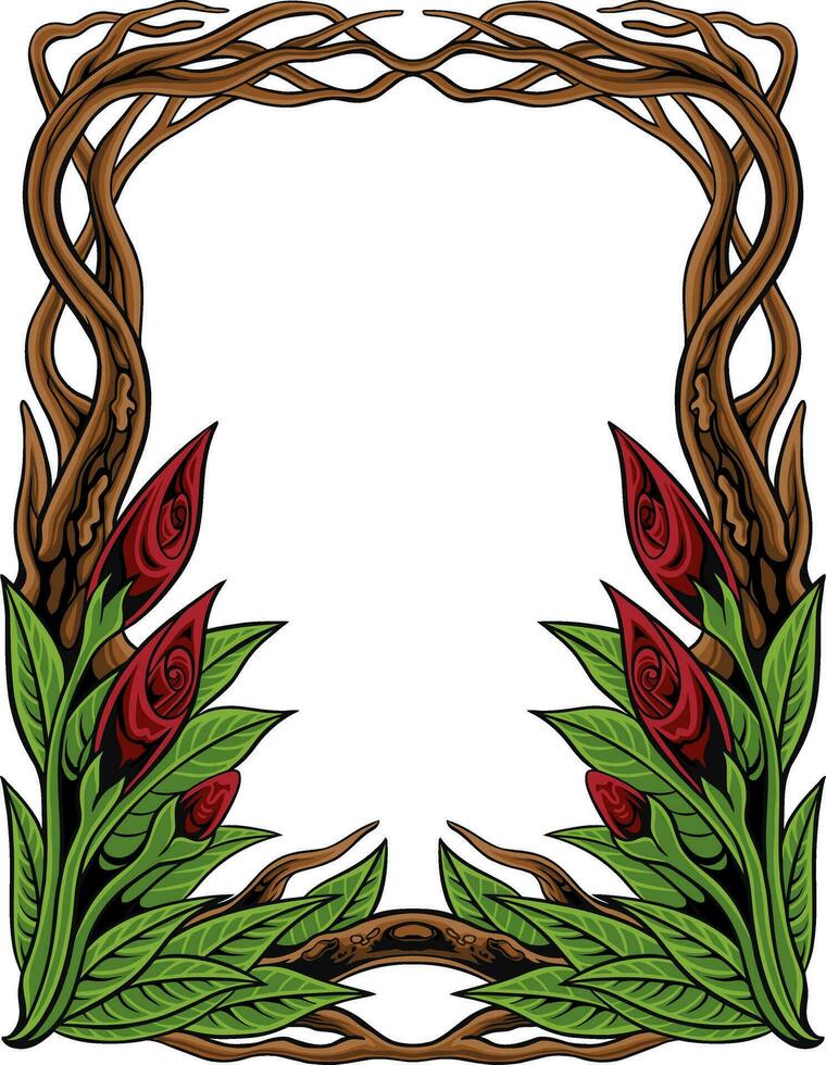 Floral Frame with Ornament carved vector