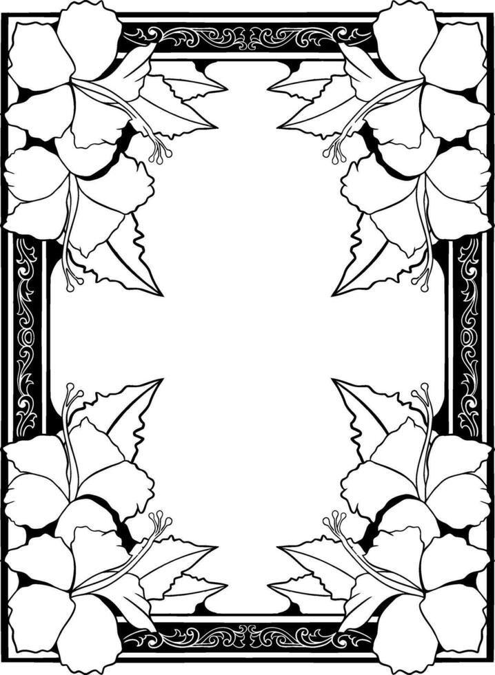 floral marco con ornamento tallado línea Arte vector