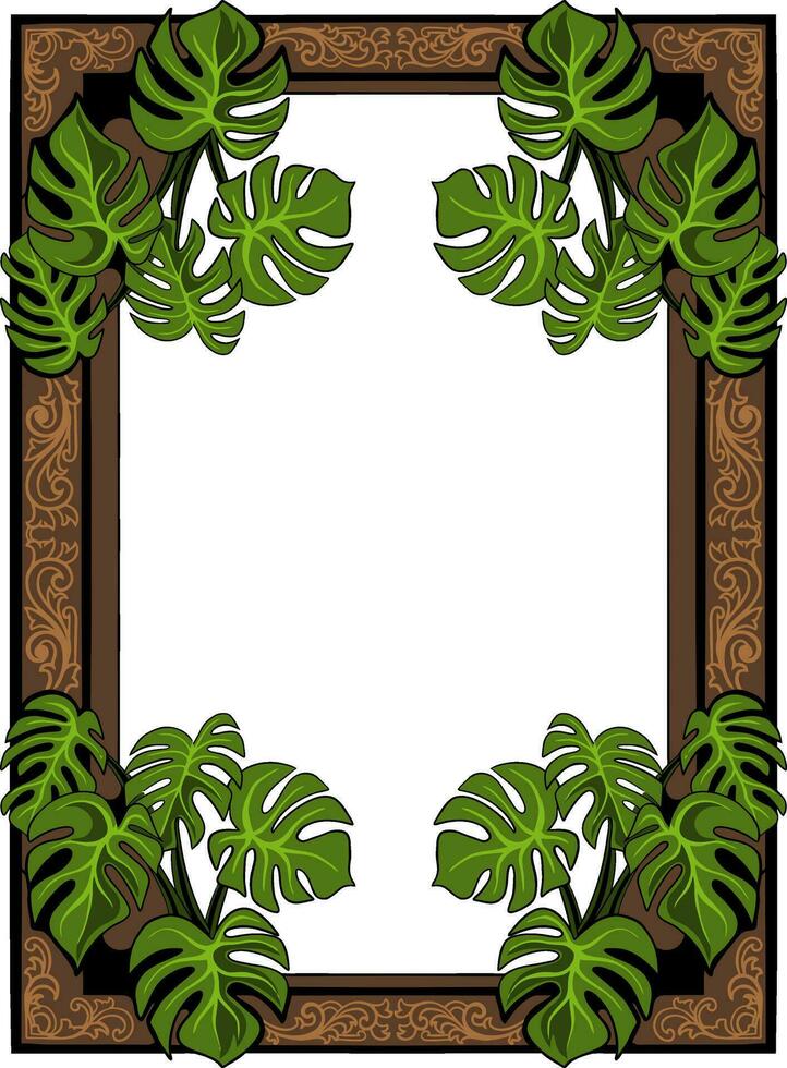 Floral Frame with Ornament carved vector