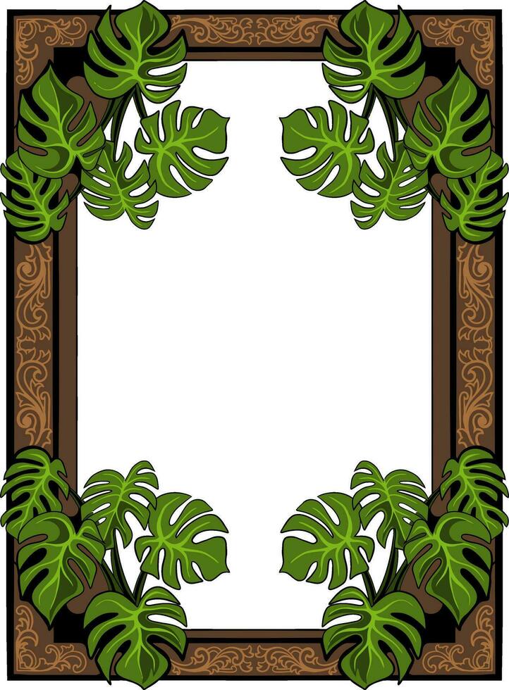 Floral Frame with Ornament carved vector