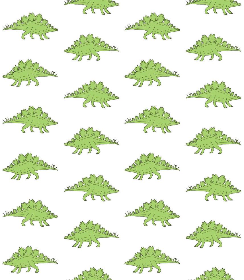 Vector seamless pattern of green stegosaurus