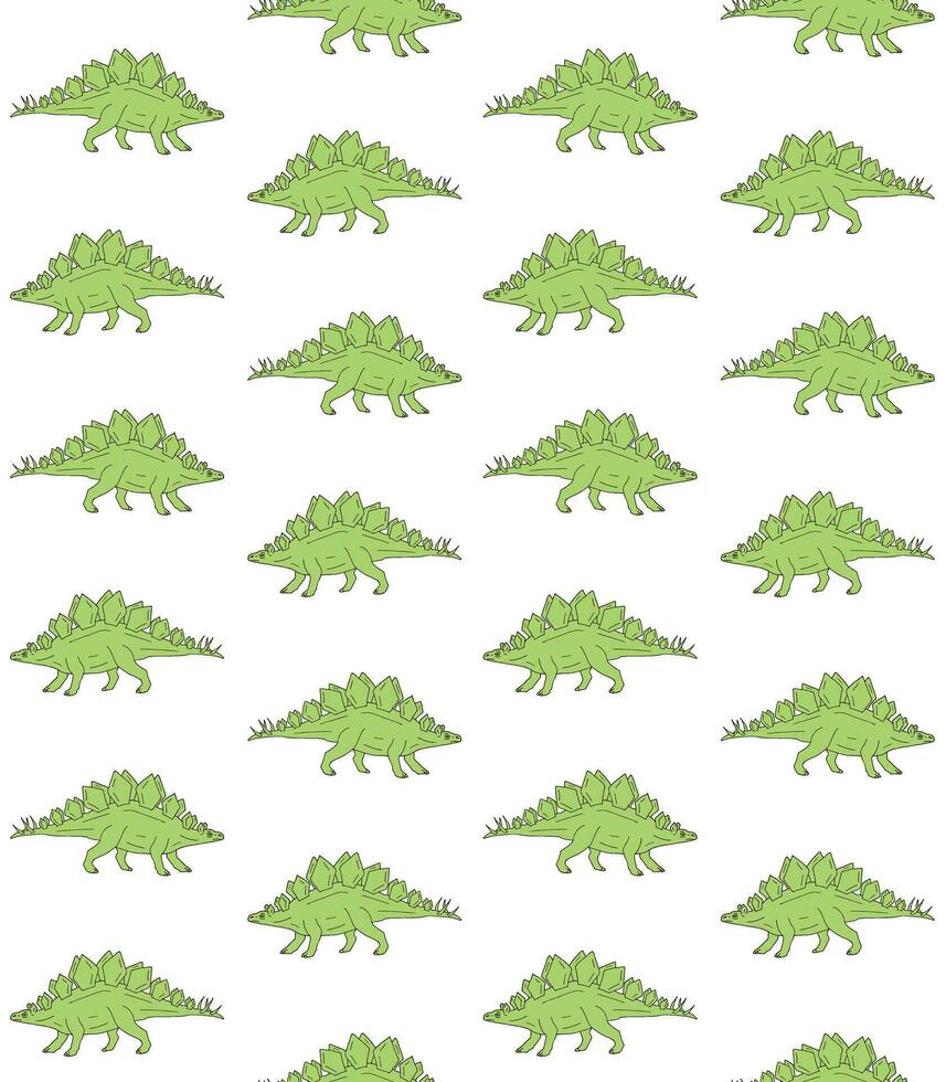 Vector seamless pattern of green stegosaurus