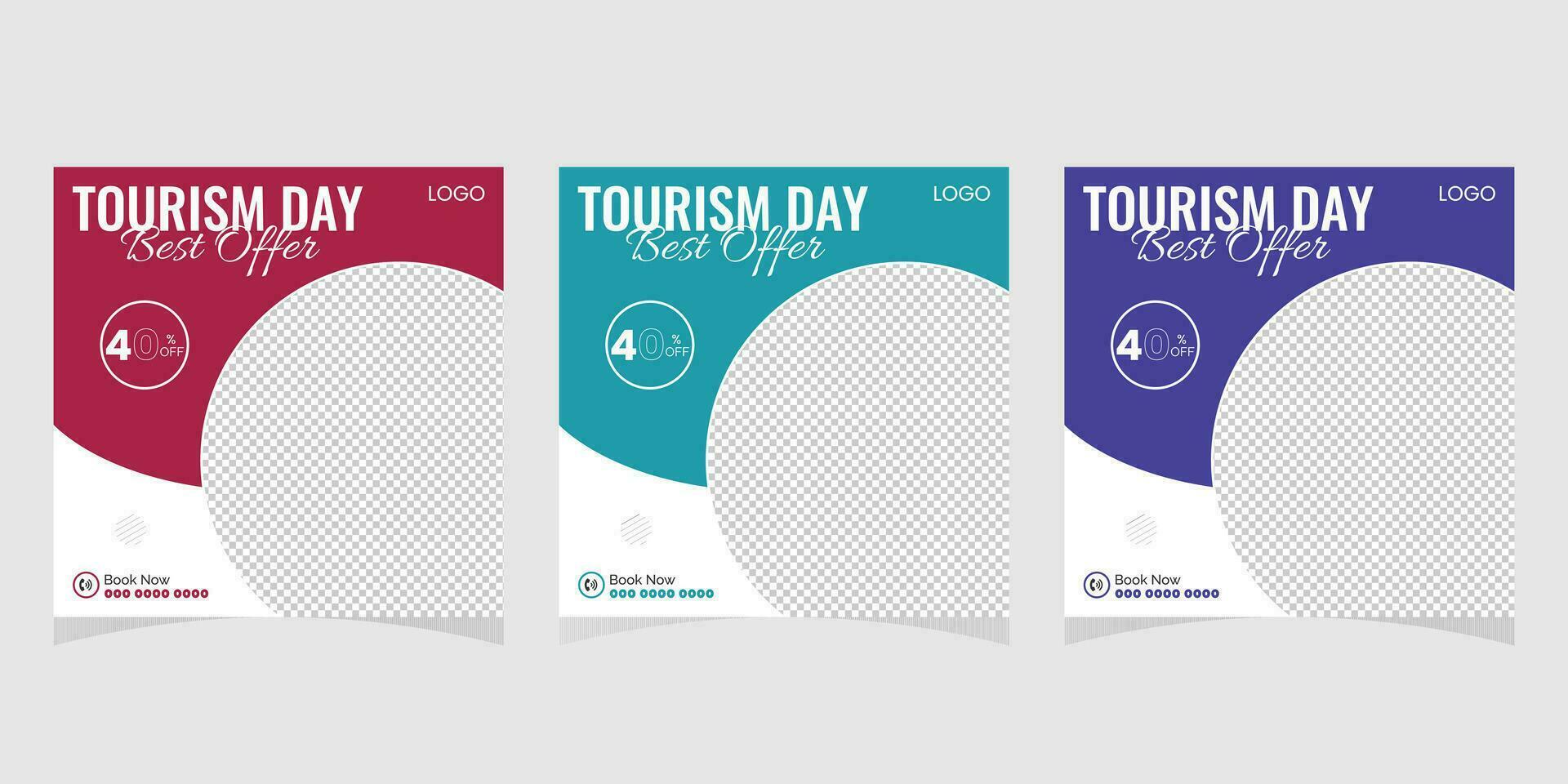 Simple and Clean World Tourism Day Social Media Post Design Template vector