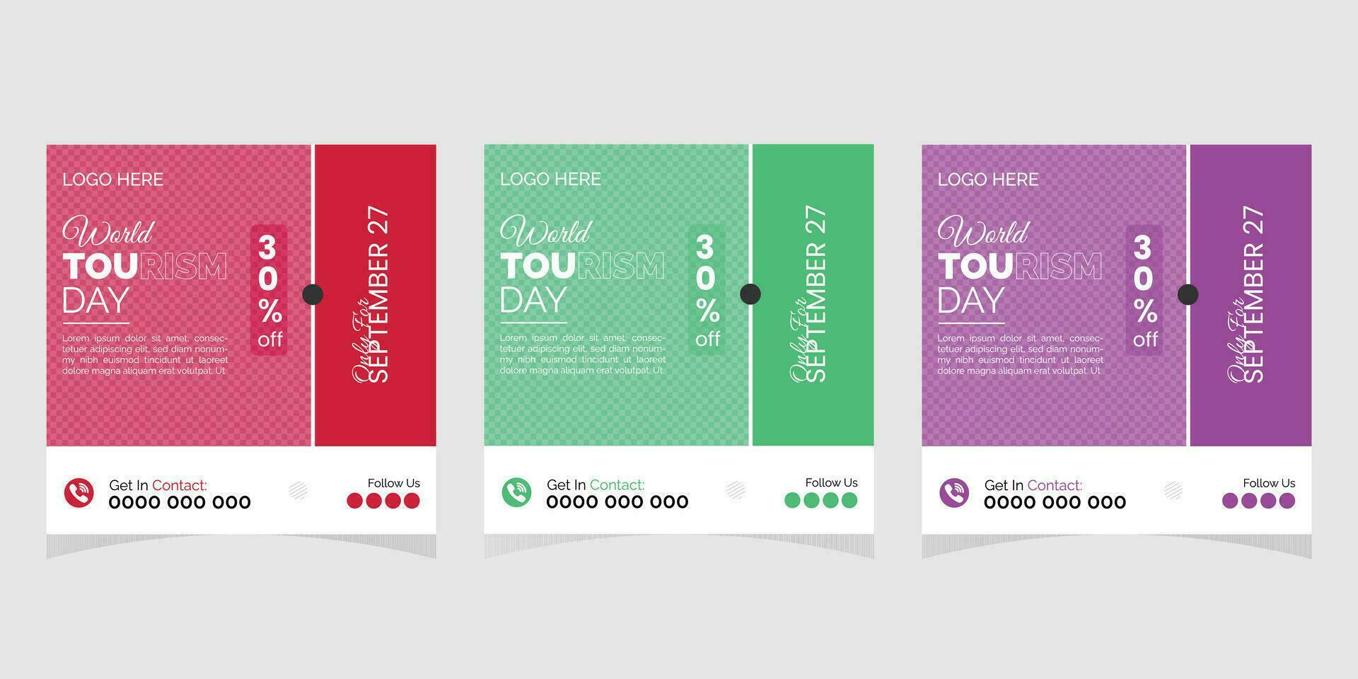 Simple and Clean World Tourism Day Social Media Post Design Template vector
