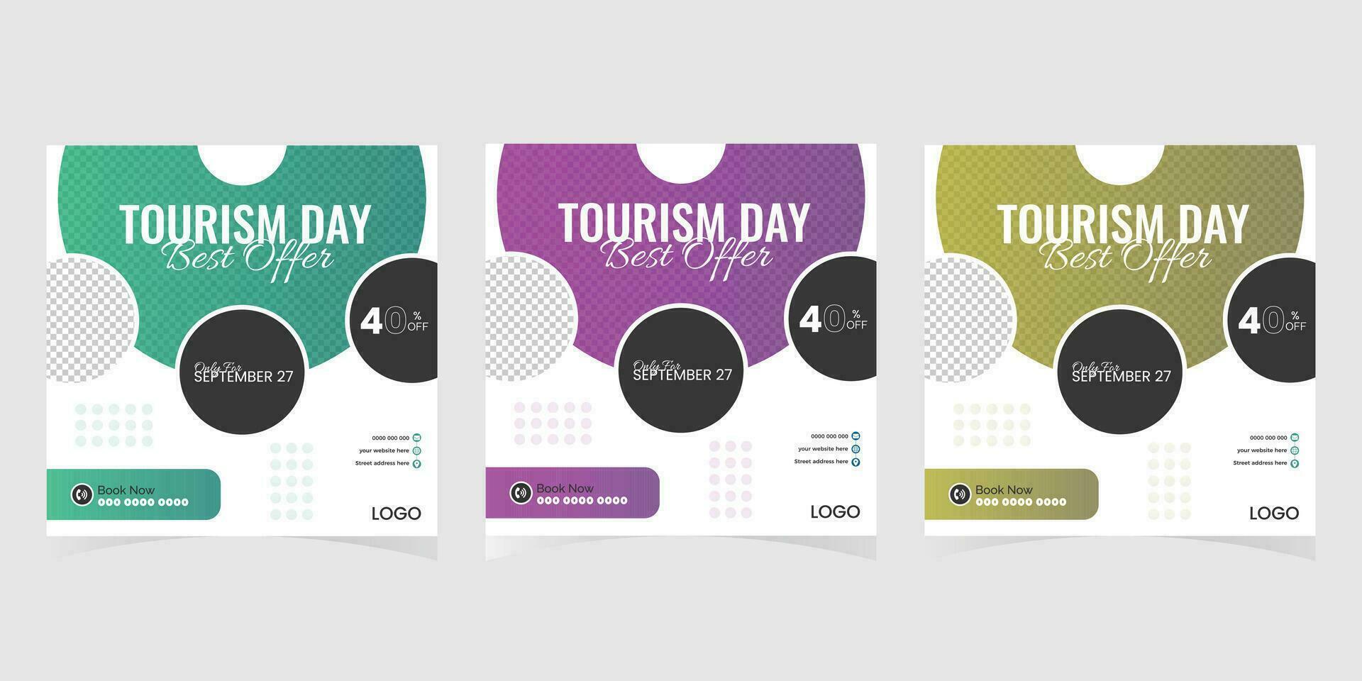 Simple and Clean World Tourism Day Social Media Post Design Template vector
