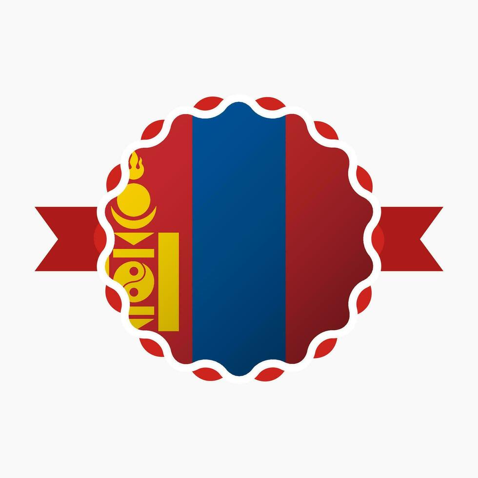 Creative Mongolia Flag Emblem Badge vector