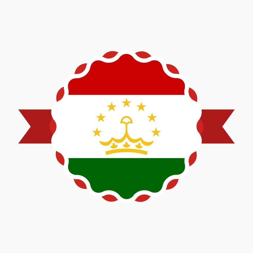 Creative Tajikistan Flag Emblem Badge vector