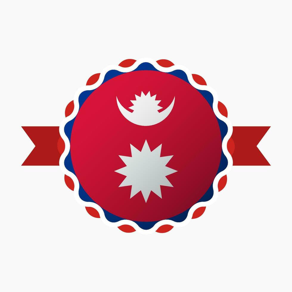 Creative Nepal Flag Emblem Badge vector