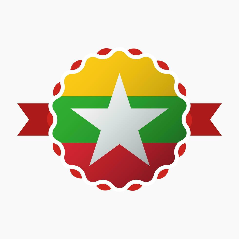 Creative Myanmar Flag Emblem Badge vector