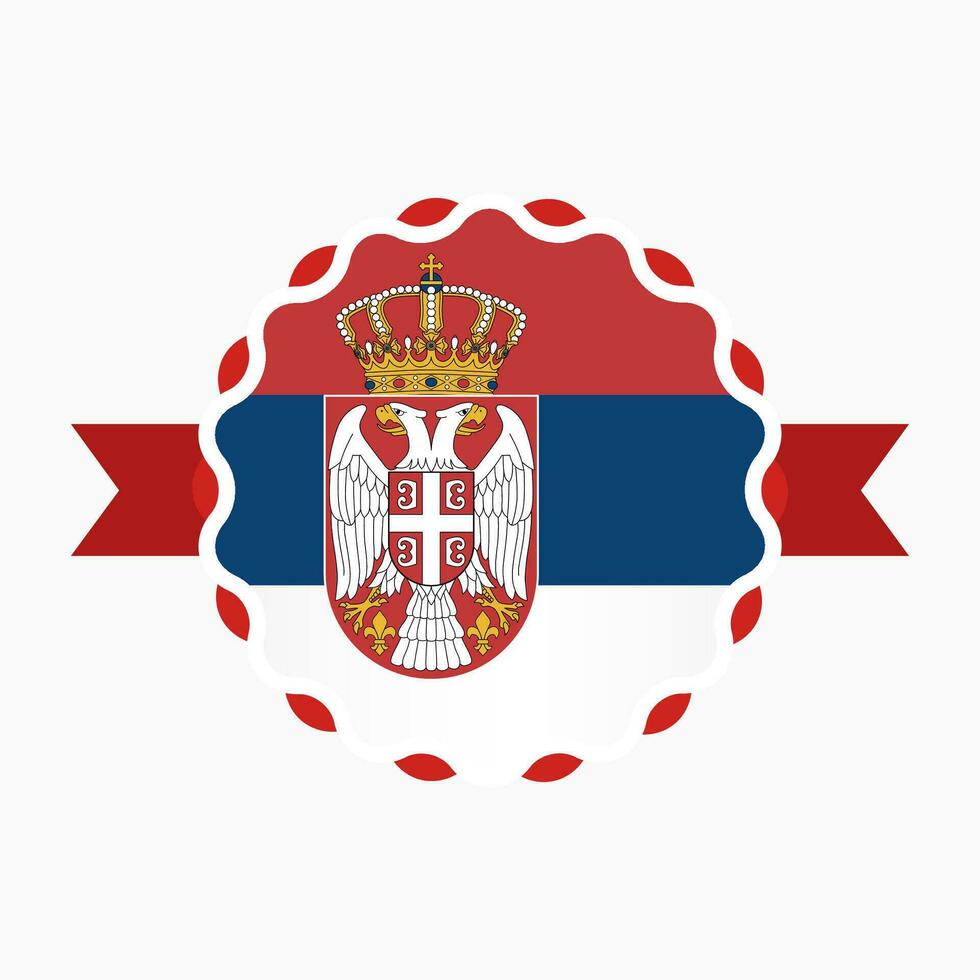 Creative Serbia Flag Emblem Badge vector