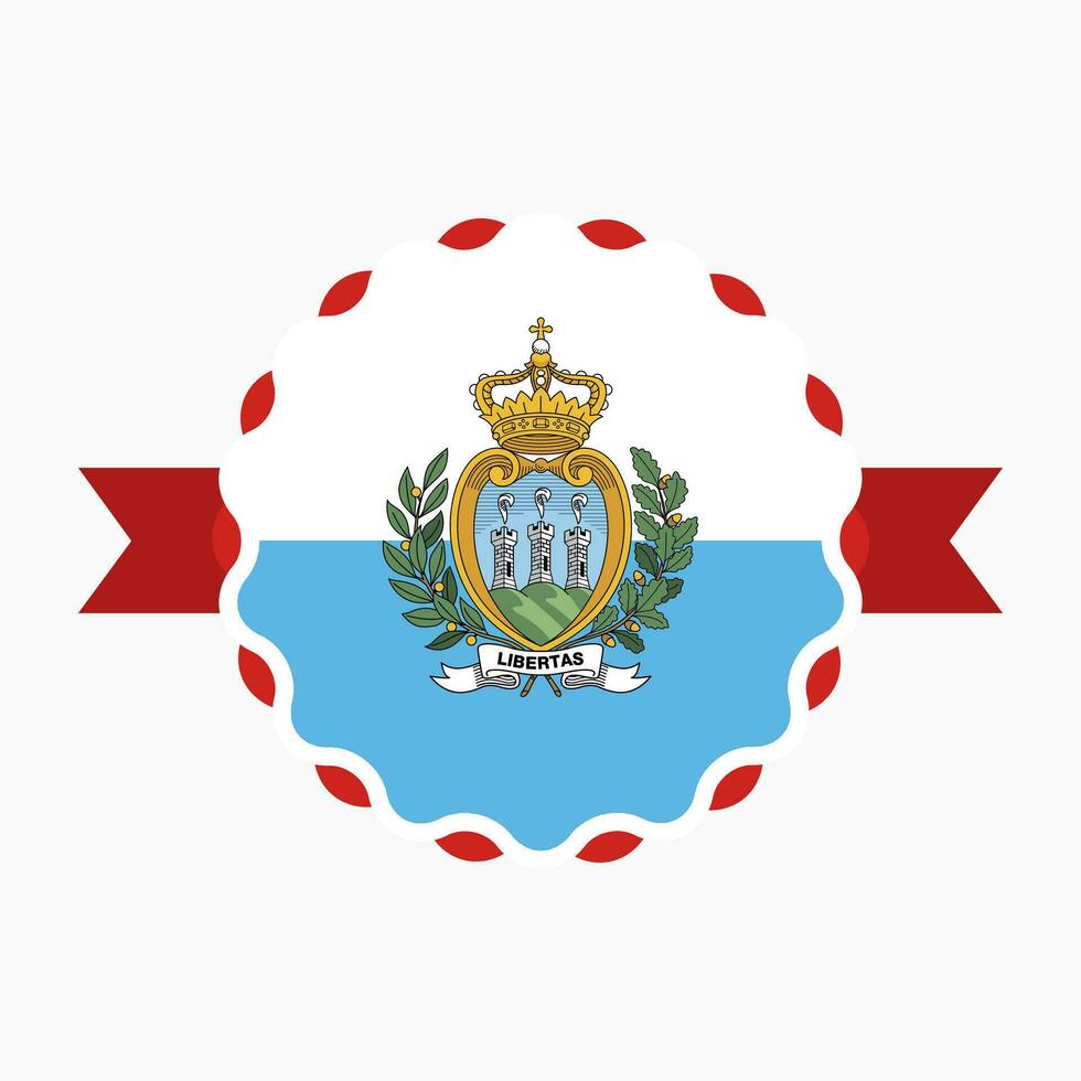 Creative San Marino Flag Emblem Badge vector