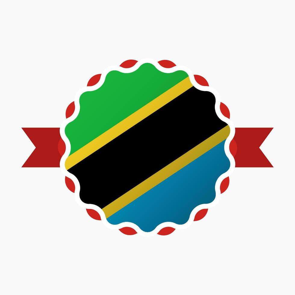 Creative Tanzania Flag Emblem Badge vector