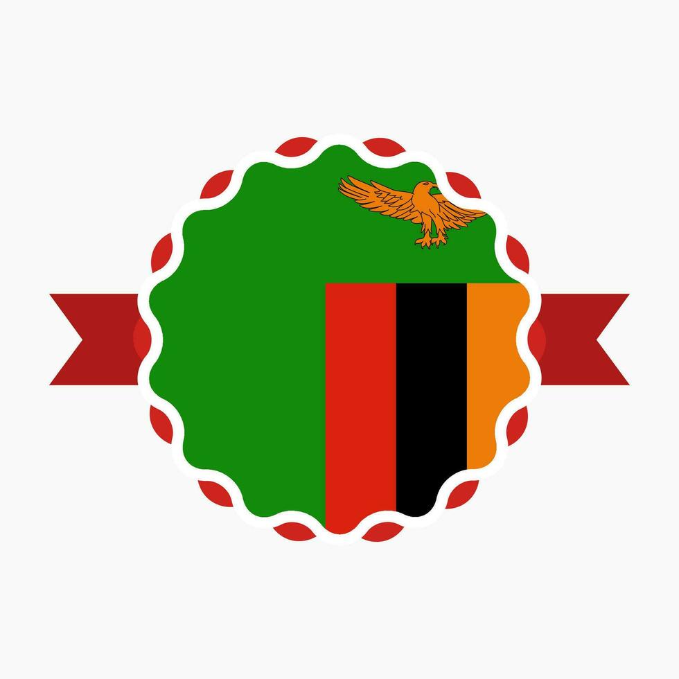 Creative Zambia Flag Emblem Badge vector