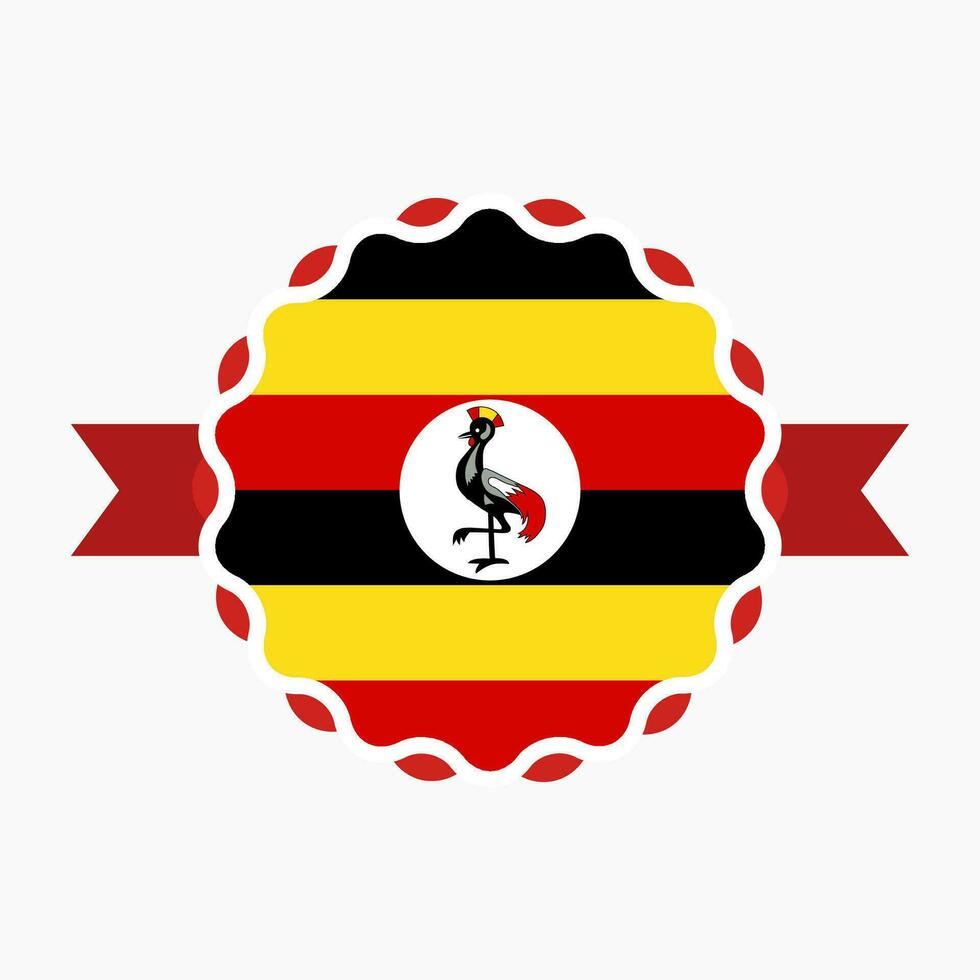 Creative Uganda Flag Emblem Badge vector