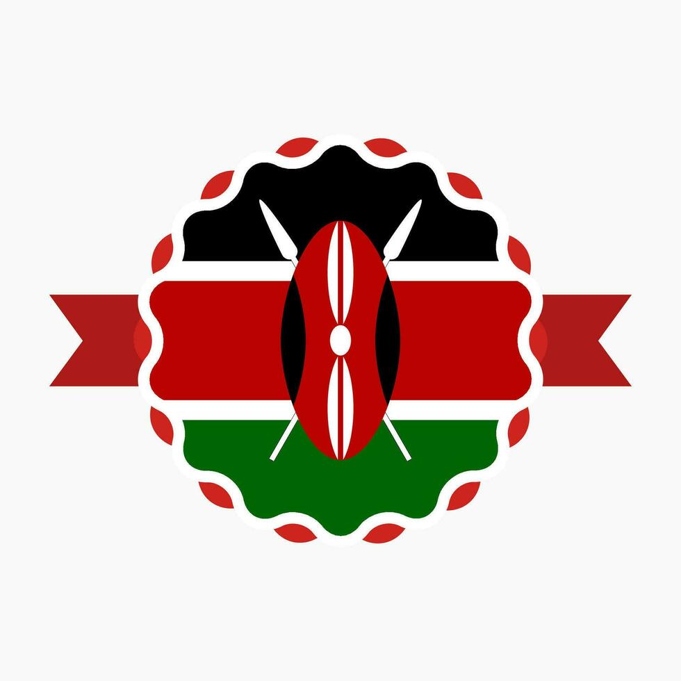 Creative Kenya Flag Emblem Badge vector