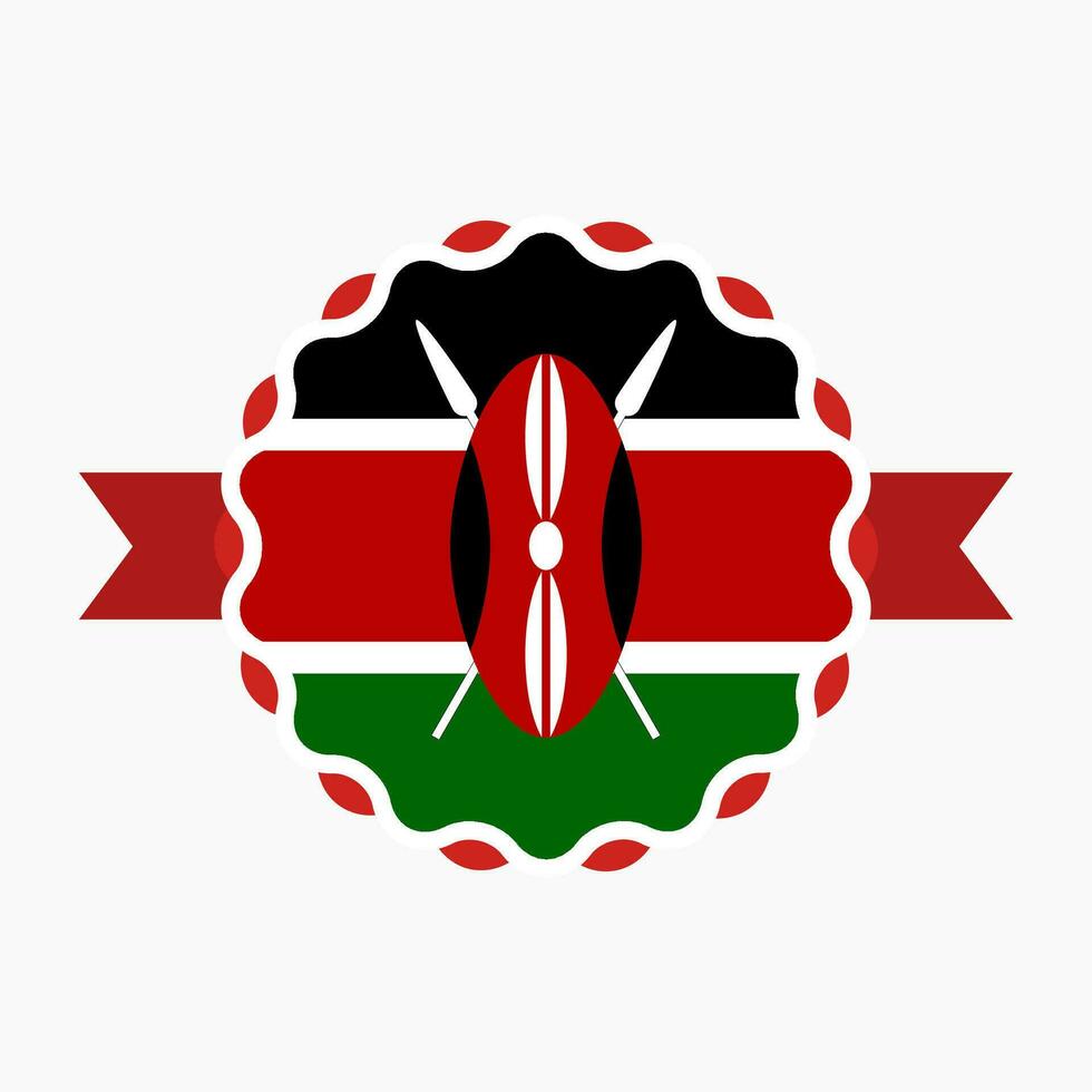 Creative Kenya Flag Emblem Badge vector