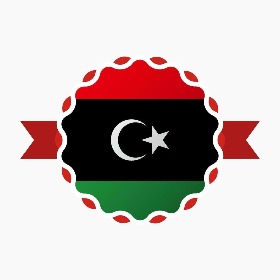 Creative Libya Flag Emblem Badge vector