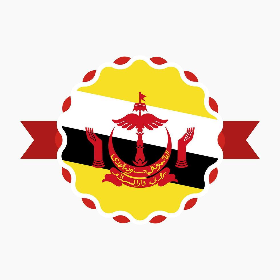 Creative Brunei Flag Emblem Badge vector
