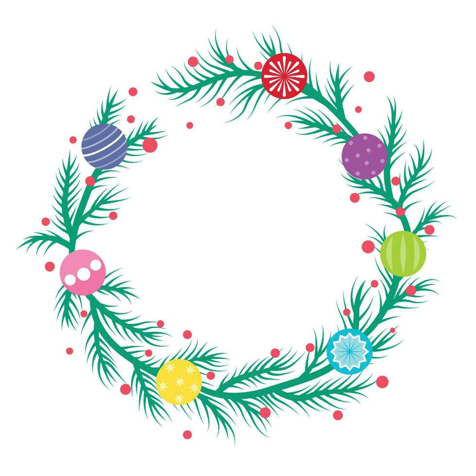 Christmas wreath flat illustration vector