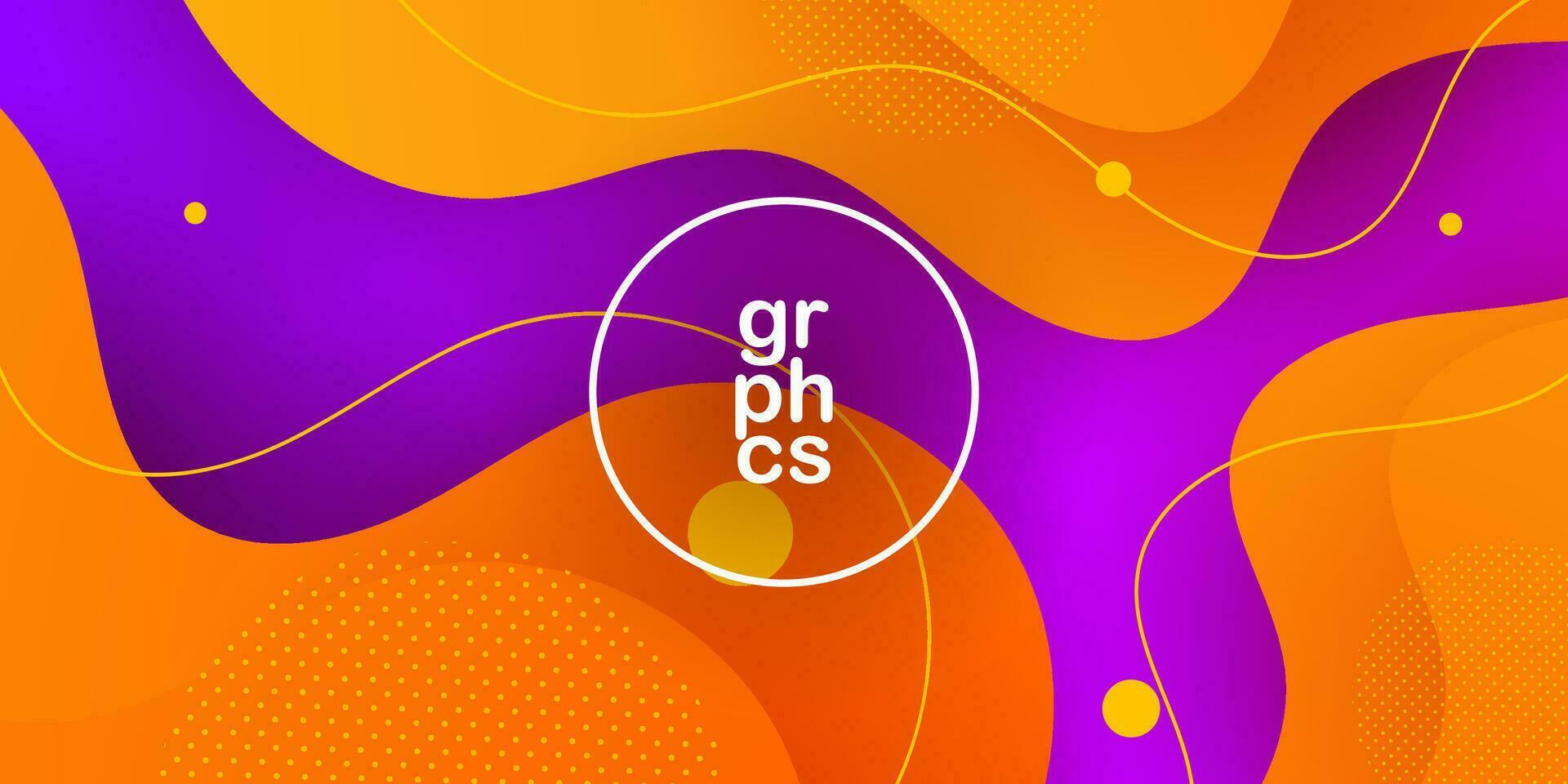 Colorful geometric wave background. Orange and purple liquid color element with fluid gradient. Dynamic shapes composition. Eps10 vector