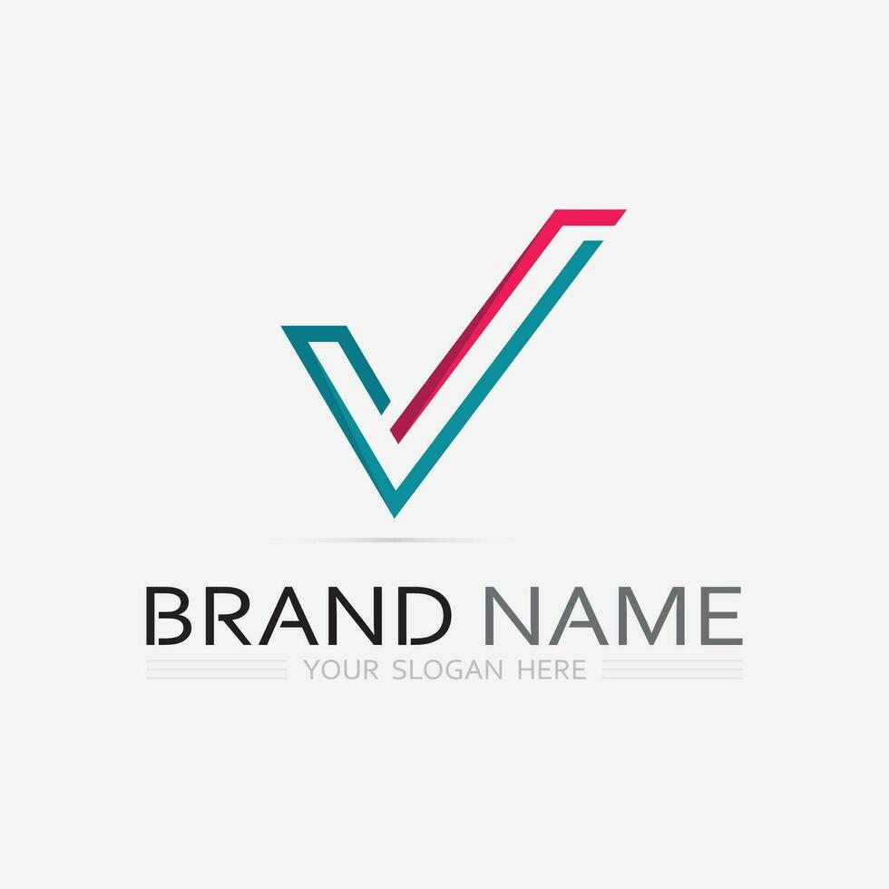 check mark symbol and logo icon vector