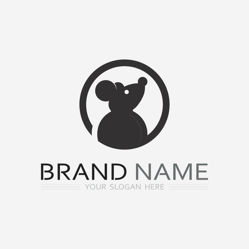 Mouse logo and animal vector design illustration