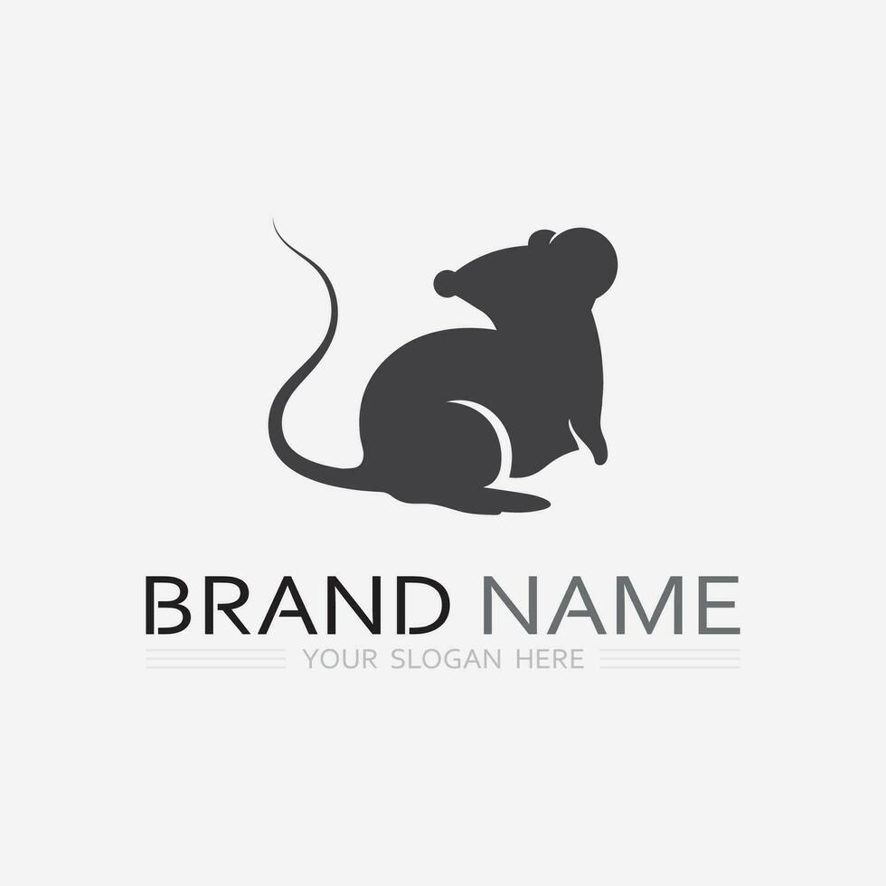 Mouse logo and animal vector design illustration