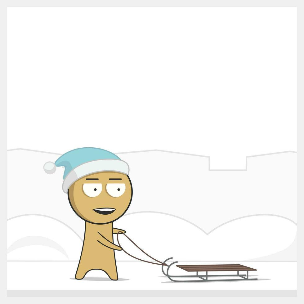 Boy with sleigh during Christmas holidays vector