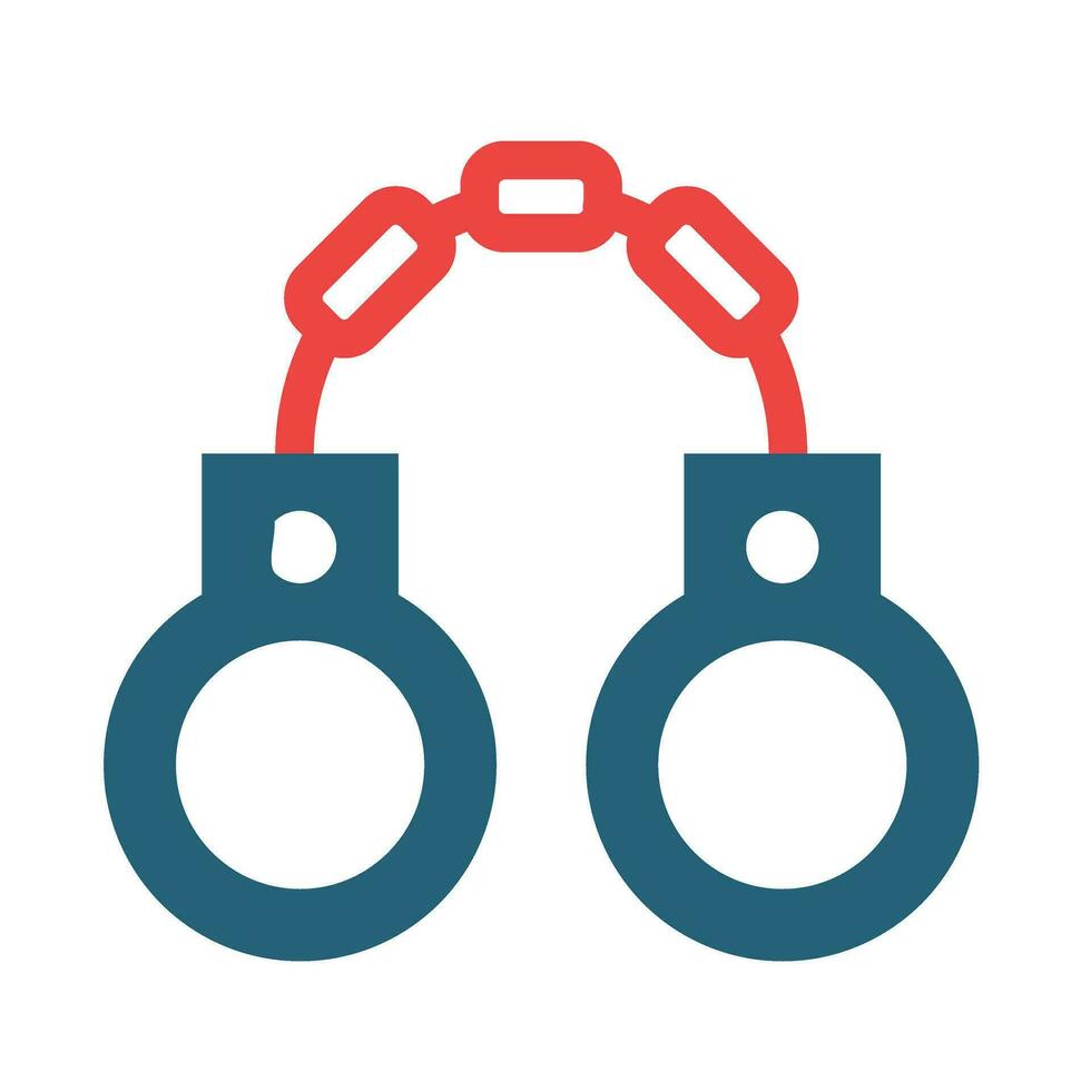 Handcuffs Glyph Two Color Icon Design vector