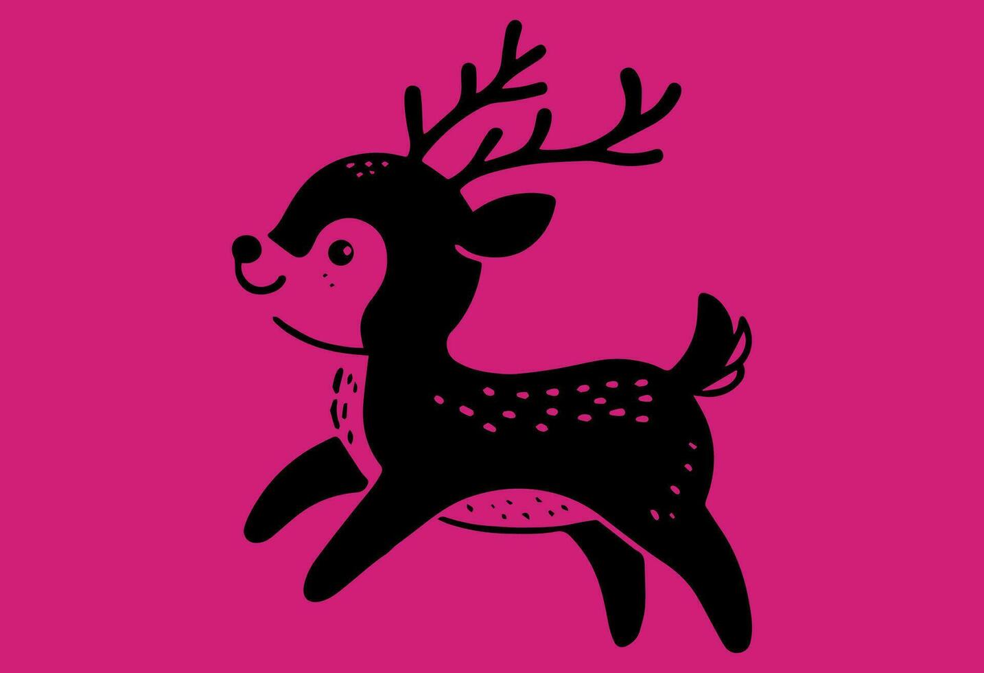 encantador rosado reno, festivo Navidad silueta en un rosado antecedentes vector