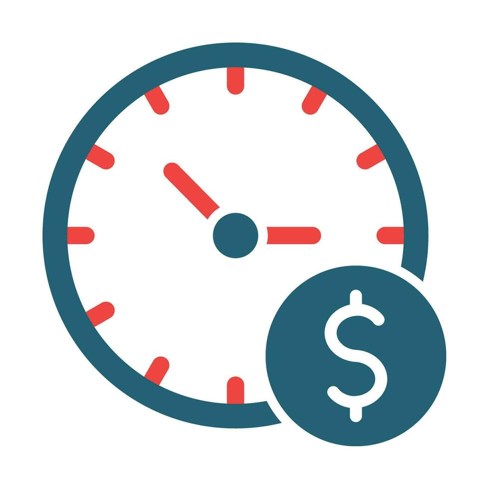 hora es dinero glifo dos color icono diseño vector