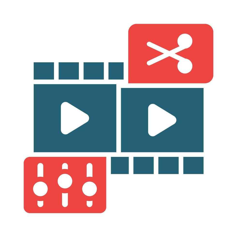 Video Editing Glyph Two Color Icon Design vector