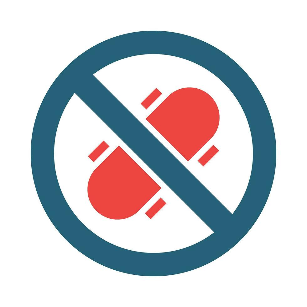 No Skating Glyph Two Color Icon Design vector